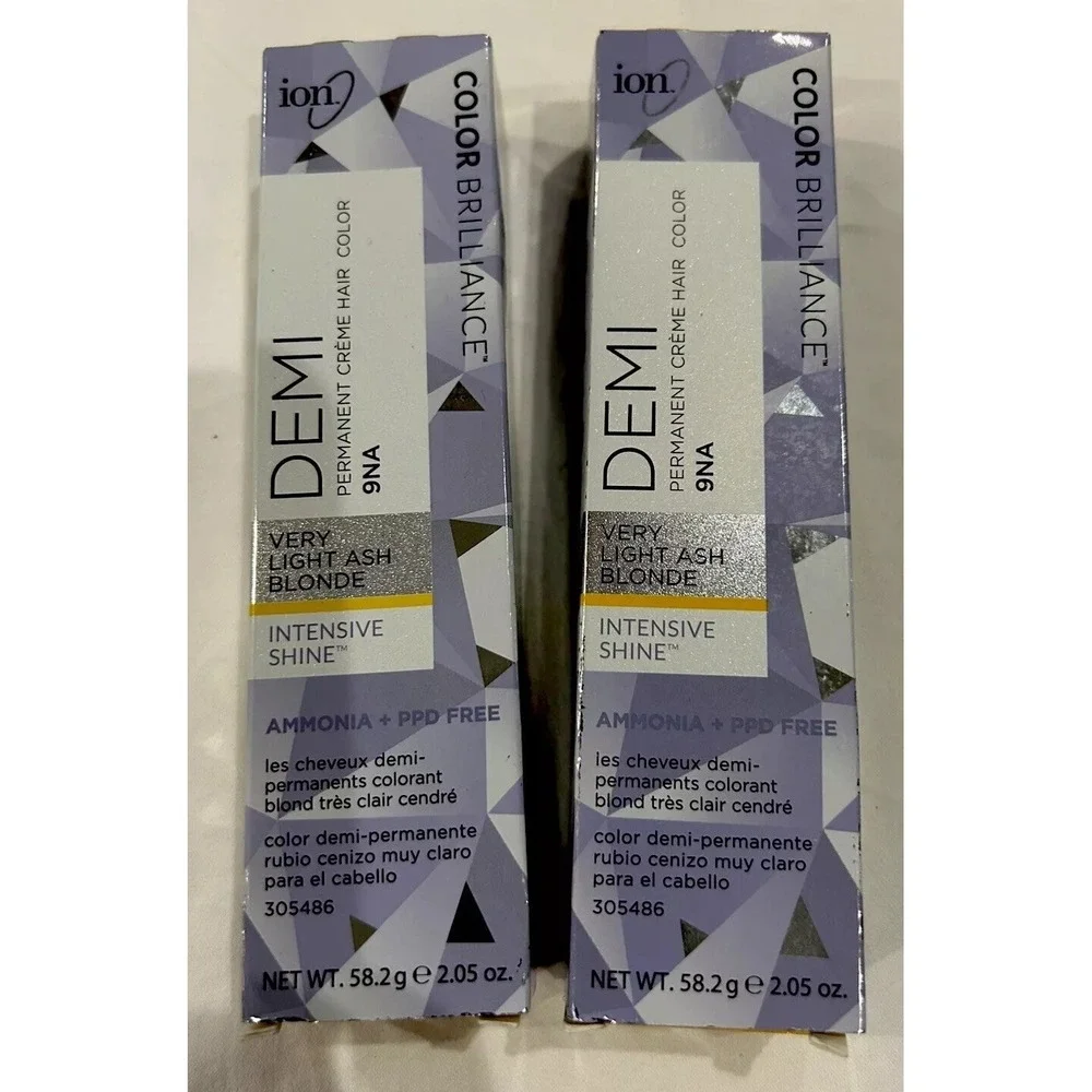 Ion Hair Color Brilliance Demi Permanent Creme 9NA Very Ash Light Blonde 2 Packs